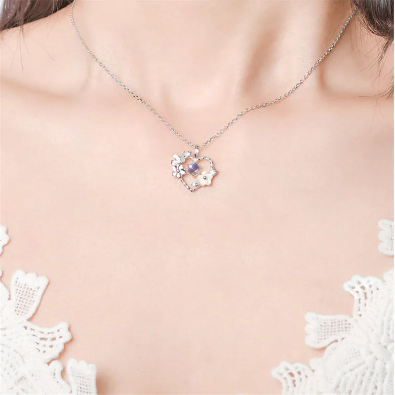 Colar Choker Coração Flor de Madrepérola em Prata 925