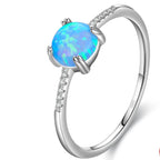 Anel Modian Feminino em Prata 925 com Opala Redonda Brilhante