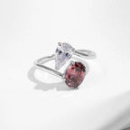 Anel de Prata 925 Esterlina com Zircônia Oval e Gota d’Água Luxuoso - Noivado/Namoro