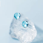 Brincos de Prata 925 Esterlina com Cristal Azul Céu