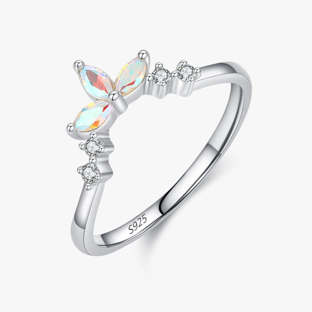 Anel Coroa Rainbow Fire em Prata 925