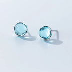 Brincos de Prata 925 Esterlina com Cristal Azul Céu