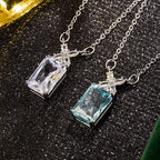 Colar com Pingente Retângulo Geométrico com Zircônia em Prata 925