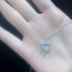 Colar com Pingente Lua e Coração em Prata 925 com Zircônia