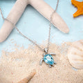 Colar com Pingente Tartaruga do Mar em Prata 925 com Cristal Azul