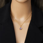 Conjunto Colar e Brinco Flor Colorida com Zircônia