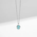 Colar Vintage com Pingente Opal em Prata 925