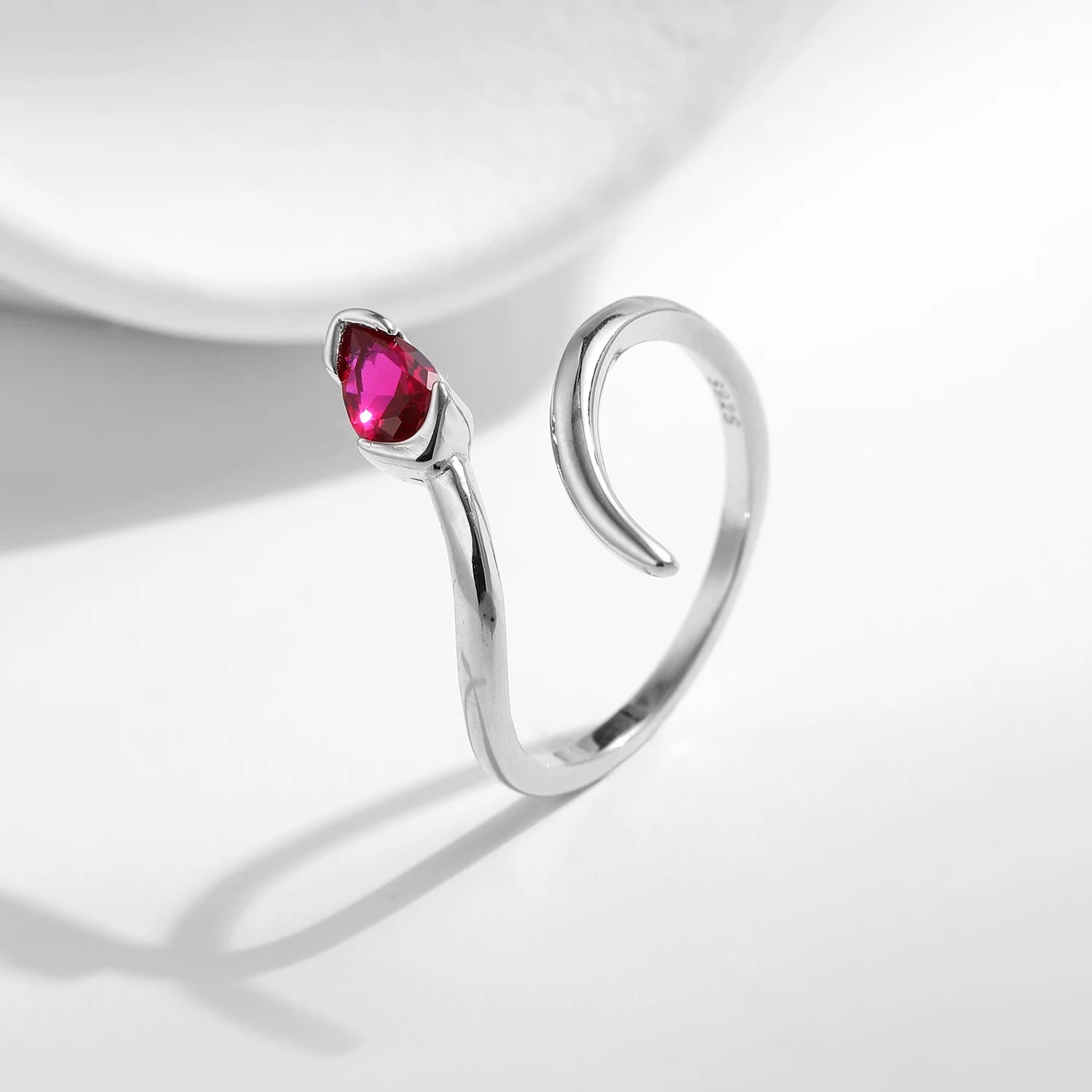 Anel Ajustável de Prata 925 em Formato de Cobra