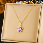 Conjunto Colar e Brinco Flor Colorida com Zircônia