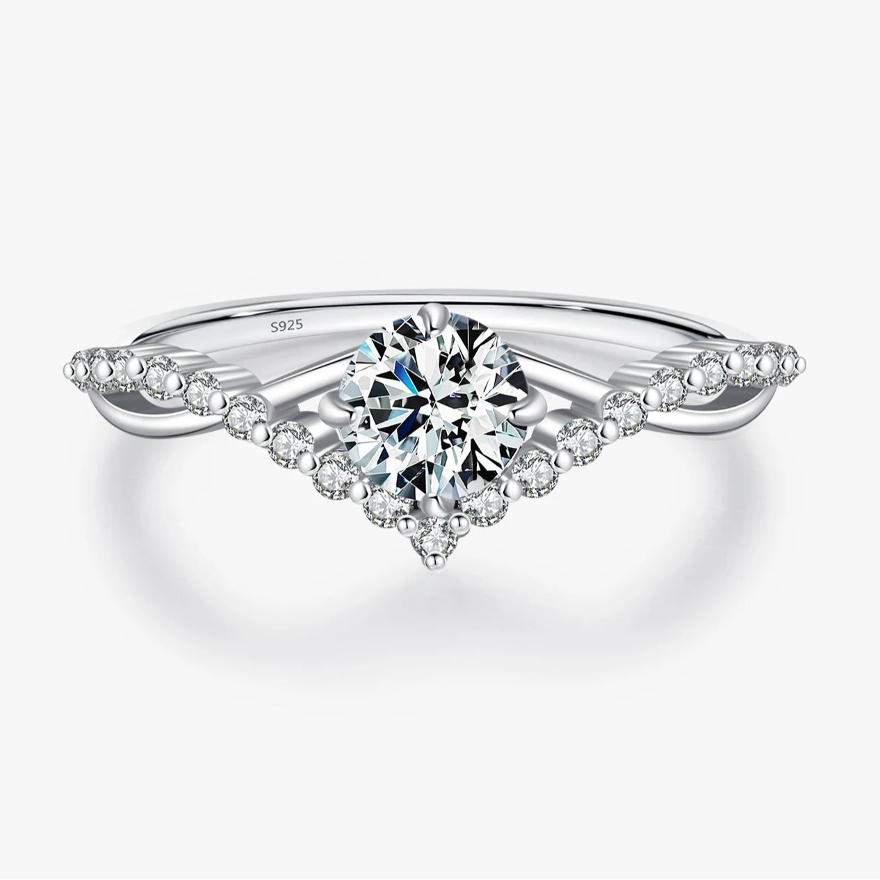 Anel de Prata 925 com Moissanite e Diamante Lab Criado