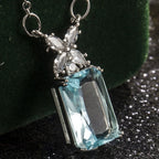 Colar com Pingente Retângulo Geométrico com Zircônia em Prata 925