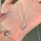 Colar com Pingente Lua e Coração em Prata 925 com Zircônia