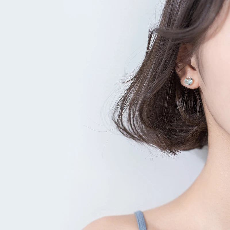 Brincos de Prata 925 Esterlina com Cristal Azul Céu