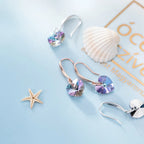 Modian Brincos de Prata 925 Esterlina com Cristal Arco-Íris em Formato de Coração