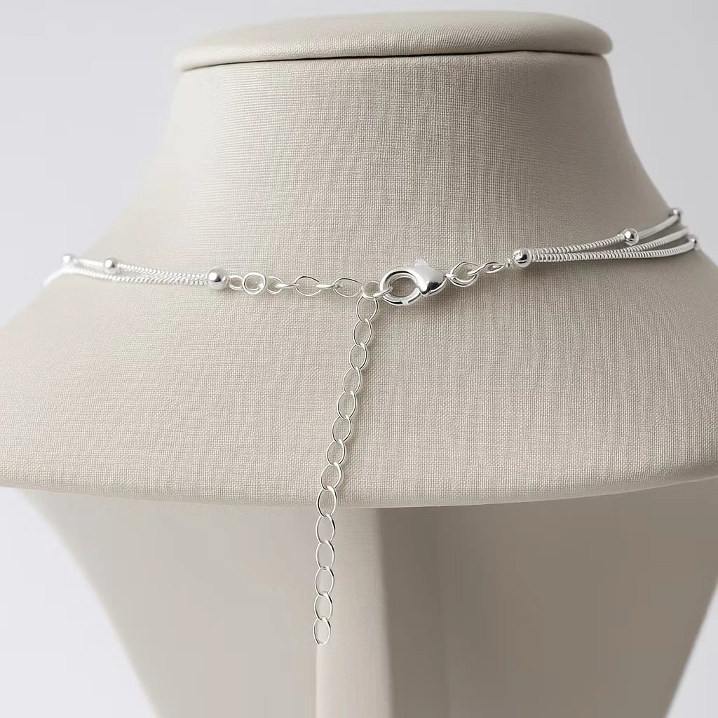 Colar 3 Camadas Corações Prata 925